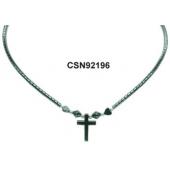 Hematite Cross Pendant Beads Stone Chain Choker Fashion Women Necklace